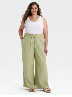 Universal Thread Olive Sage Wide-Leg Drawstring Pants